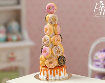 MTO - Donut tower -Made to Order - Miniature Food in 12th Scale for Dollhouse