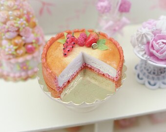 MTO-Biscuit Rose de Reims (Pink Biscuit) Cheesecake - 12th Scale Miniature Food