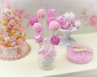 MTO -Pink Cake Pops - Handmade Miniature Food in 12th Scale