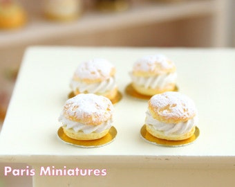Choux Chantilly - Cream-filled Choux Bun - 12th Scale Miniature Food