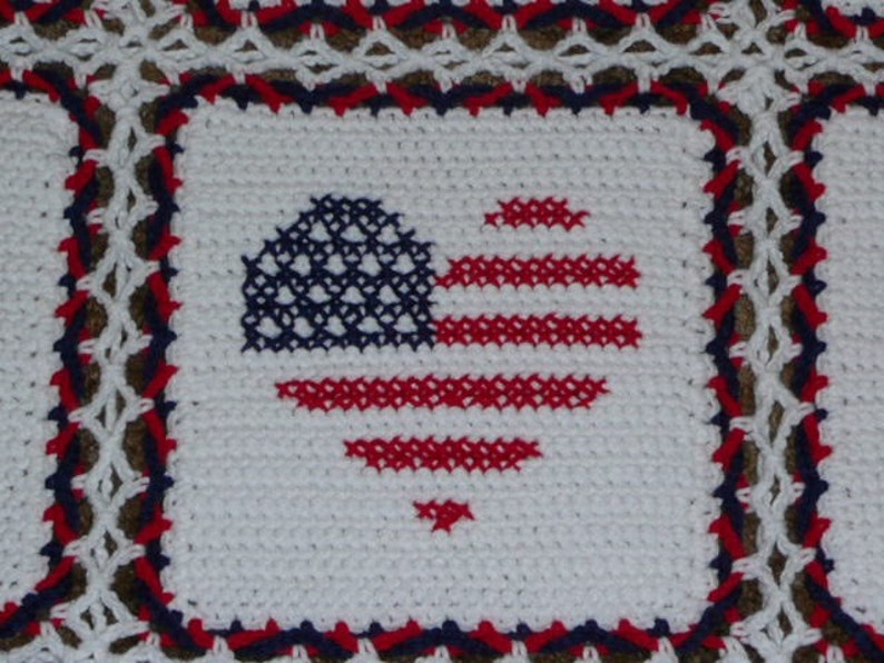 Red White and Blue Heart Flags Very Patriotic Crochet Afghan Blanket Throw image 4