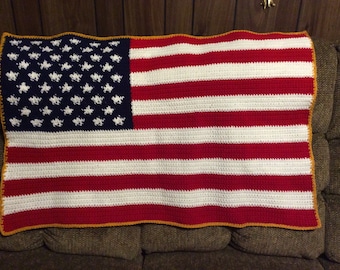 United States of America - Very Patriotic Flag - Crochet Afghan Blanket Throw