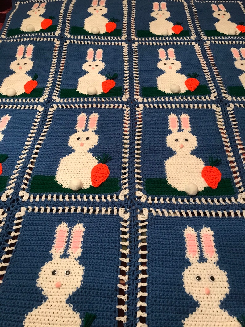 Bunny Rabbits Hand Crochet Afghan Easter Bunnies Bunnies Bunnies - Etsy
