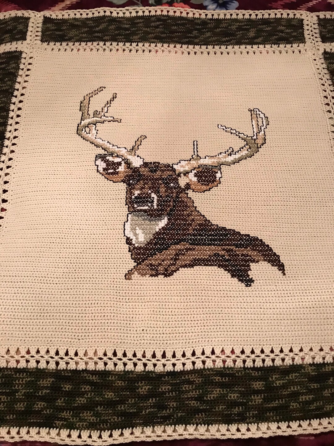 Deer Mighty Stag Deer Crochet Afghan Blanket Throw Etsy