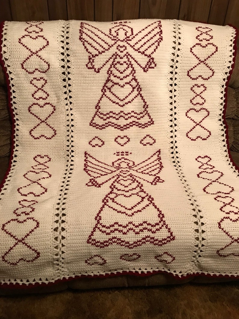 Angel Angel Angels Crochet Afghan Blanket Throw Etsy