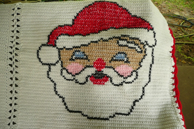 Santa Clause Crochet Afghan Throw Blanket Great Holiday Etsy