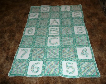 123'S AND ABC'S Crochet Afghan Blanket Throw