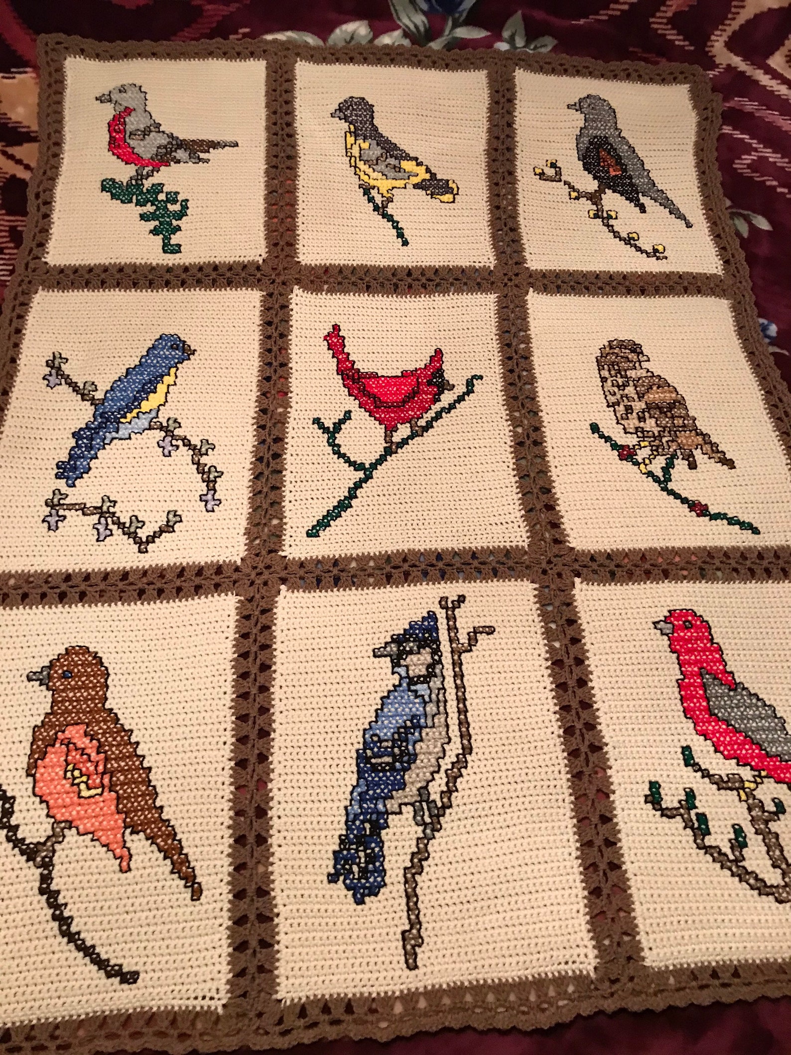 Birds Birds Birds Crochet Afghan Blanket Throw Beautiful Afghan Etsy