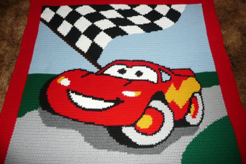 Disney CARS Crocheted Afghan Afghans Throw Blanket Etsy
