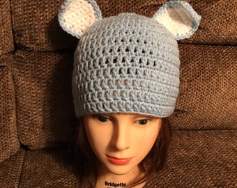 Blue Easter Bunny Winter Hat Beanie Crochet Hat
