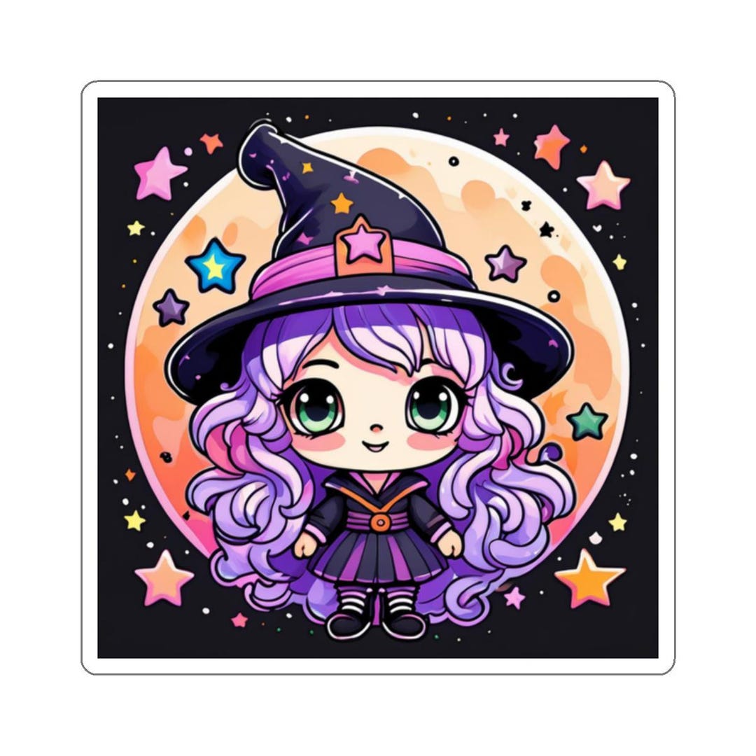 Adorable Witch Sticker Cartoon Kiss-cut Stickers, Cute Halloween Laptop ...