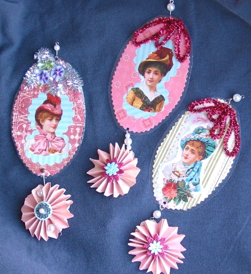 Ornament christmas paper laminated victorian vintage style Etsy