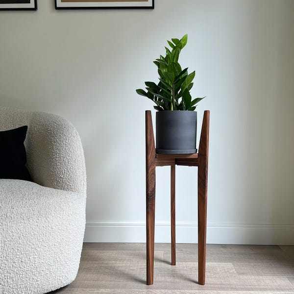 28'' Tall Walnut Plant Stand | Handmade in Canada | Indoor Plant Holder for 8"-9”-10” Pots