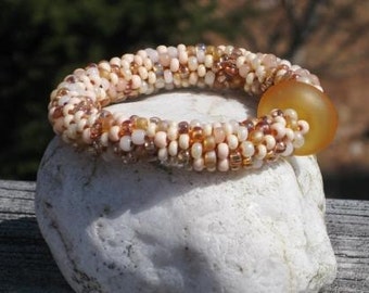 Sand bead crochet bracelet......FREE SHIPPING.......................