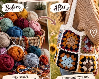 Granny Square Tote Bag Crochet Pattern | Beginner Friendly Market Bag (PDF Download)