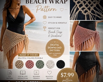 Crochet Beach Wrap Pattern | Beginner-Friendly Digital Download (PDF)