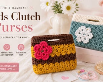 Sac à main au crochet fait main pour enfants | Pochette fleurie/cadeau de déguisement pour toute-petite fille