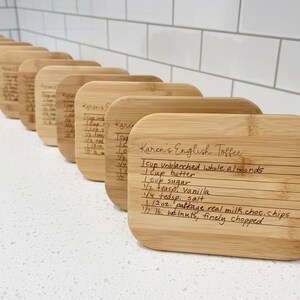 Custom Bamboo Lid Glass Container Kitchen Storage Solution Organization Kitchen Gift Grandma Recipe Handwritten Text Engraved Display Family