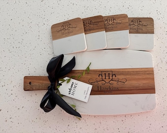 Custom Cutting Board with Coasters New Home Gift Client Personalized Charcuterie Board New Couple Gift Housewarming Gift Closing Gift Set