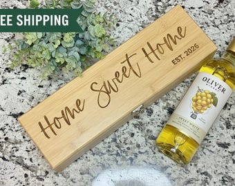 Personalized Wooden Wine Box Anniversary Gift Wedding Gift for Couple Engraved Wine Box Gift Personalized Wine Box Gift Set