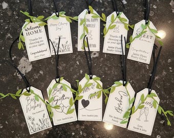 Custom Realtor Closing Gift Tags Acrylic Thank You Tag with Greenery Client Appreciation Housewarming Present Lender Welcome Home