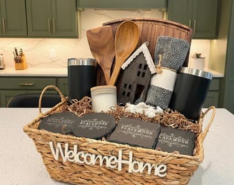 New Home Gift Premium Housewarming Personalized Engraved Gift Basket Real Estate Agent Closing Set Charcuterie Board Bundle