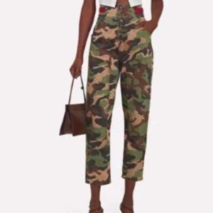 Veronica Beard Camo Cargo Pants: High Waisted Utility Trousers, Size 27