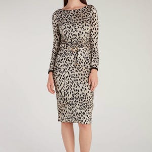 Roberto Cavalli Designer Dress Leopard Print Long Sleeve Belted Mini