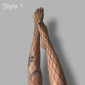 Black Wide Fishnet Pantyhose | Edgy Y2K Grunge Style