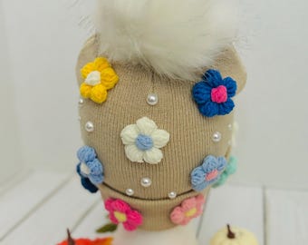 Adult Beanie Crochet Pattern Fall Hat Beanie and Hats Crochet Flowers Autumn Clothes