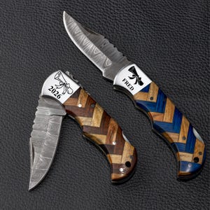 Custom Class of 2026 Gift, Damascus Folding Pocket Knife, Graduation Gift for Him, Personalized Gift Senior Gift, You Did It 2026