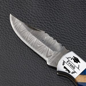 Custom Class of 2026 Gift, Damascus Folding Pocket Knife, Graduation Gift for Him, Personalized Gift Senior Gift, You Did It 2026