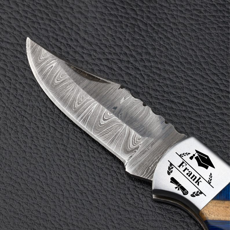 Custom Class of 2026 Gift, Damascus Folding Pocket Knife, Graduation Gift for Him, Personalized Gift Senior Gift, You Did It 2026