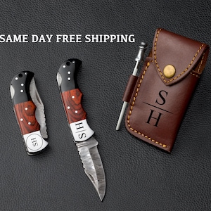 Handmade Folding Knife, Damascus Pocket Knife, Gift for Him, Groomsmen Gift, Anniversary Wedding, Personalized Gift for Men, Graduation Gift