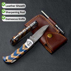 Custom Class of 2026 Gift, Damascus Folding Pocket Knife, Graduation Gift for Him, Personalized Gift Senior Gift, You Did It 2026