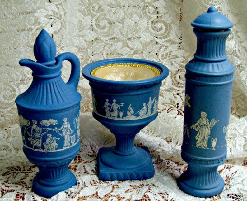 Set of 3 Vintage Avon Collectibles Avonshire Blue Candle Etsy