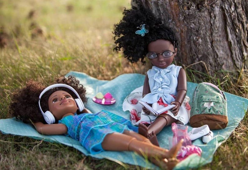 HerStory Dolls 18" articulated Black doll line reflecting diversity within girls of African decsent. Created this collection with my daughter in mind.