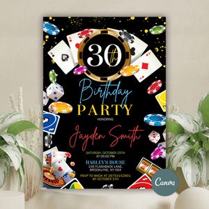 Casino Birthday Invitation, Poker Birthday party, Casino Night Invite, Casino Retirement Party, Ace Plying Cards, Poker Party Invitation