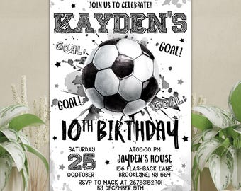 Soccer Birthday Invitation, Sports Party Invitation, Boy Birthday Party Invite, Soccer Party Invitation, Editable Canva Template