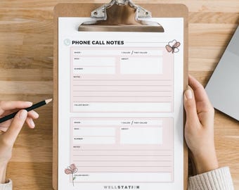 Phone Call Notes- Downloadable/ Printable PDF