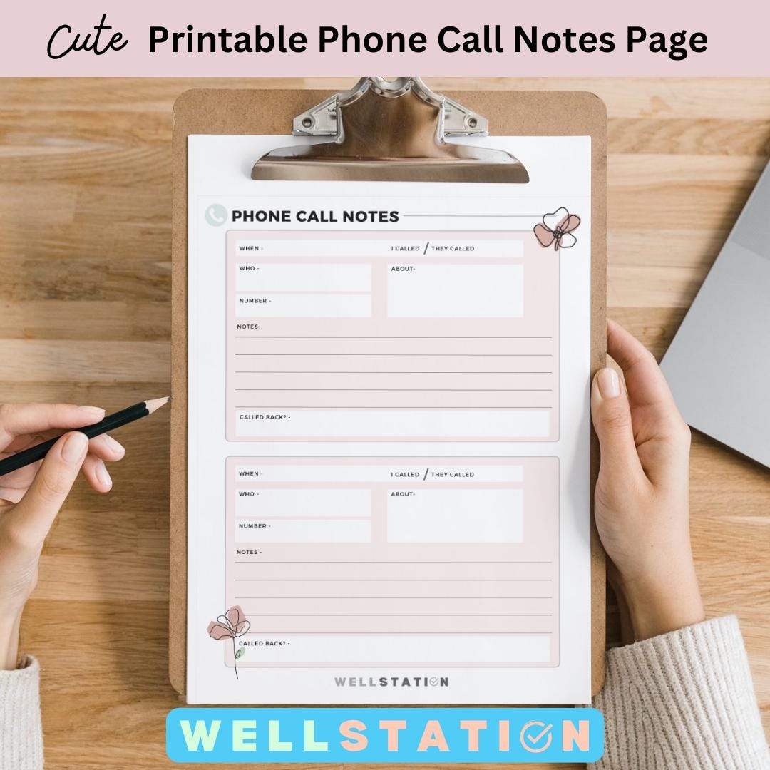 Phone Call Notes- Downloadable/ Printable PDF - Etsy