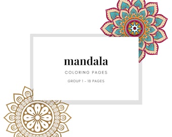 Relaxing Mandala Coloring Pages - 10 Printable Designs for Stress Relief and Mindfulness - Instant Download