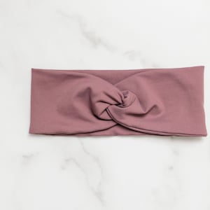 Wide band Lycra Purple Cotton Knit Twist Turban Headband for Exercise