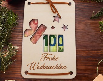 Datei numérique, Weihnachtskarte, Weihnachtsbaum, Geschenk, Datei découpé au laser, Frohe Weihnachten, Geldgeschenkkarte SVG, XCS, lbrn2