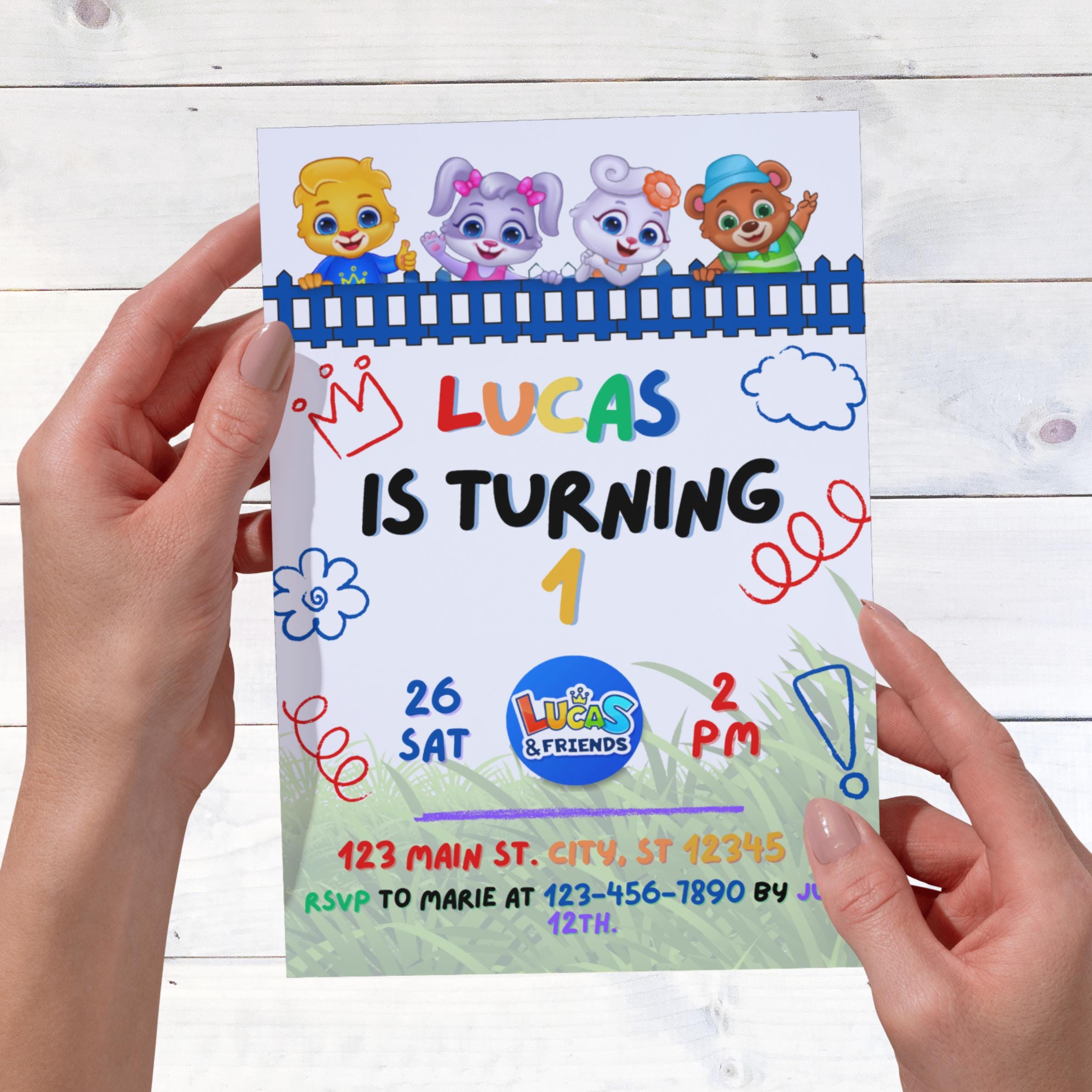Lucas & Friends Invitation, Party, Template, Kids Birthday