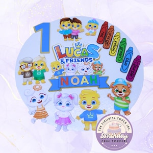 Décoration de gâteau Friends, Lucas et amis, Crayon de couleur, Bébé, Un, Premier anniversaire, Dessin animé