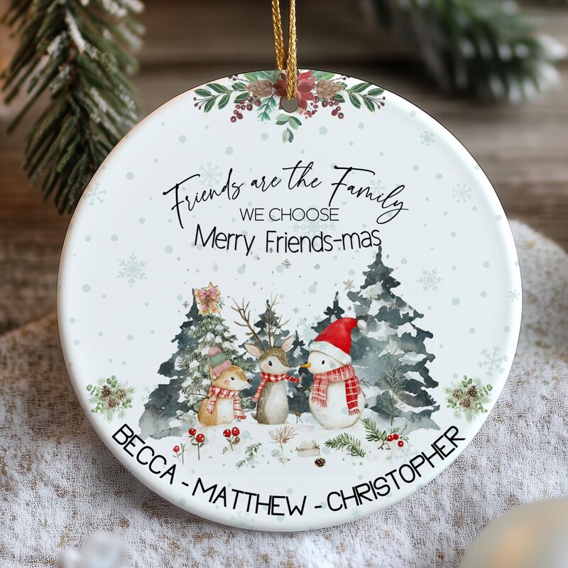 Custom 2 Layered Wooden Ornament Friendship, Christmas