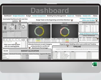 Digital Wedding Planner: Excel Template with Budget Dashboard