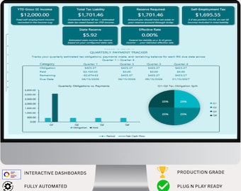 Freelancer Tax Reserve Calculator Excel Template | Self-Employment, Quarterly Tax (Digital Download)
