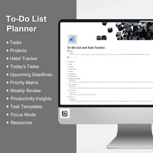 Notion ToDoリストテンプレート：習慣トラッカー、タスク管理（デジタルダウンロード）